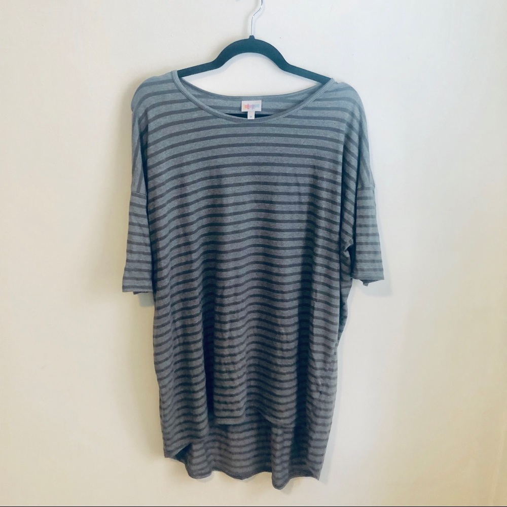 LulaRoe Gray Striped High Low Tunic Size Large